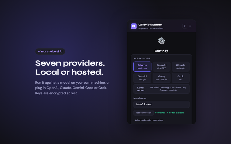Provider selection grid in settings